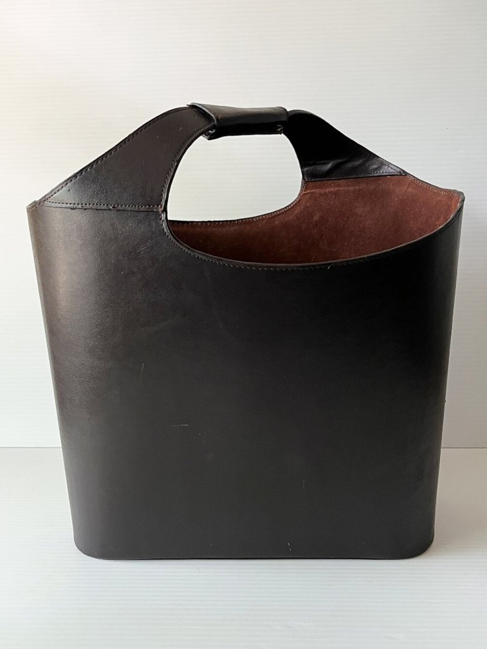 Vintage Mid-Century Style 15" Minimalist Magazine Basket Tote Espresso Brown